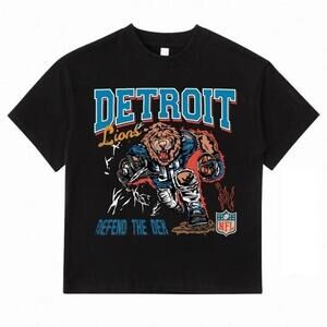 Detroit Lions Inspired Retro Nfl Football Graphic T-Shirt